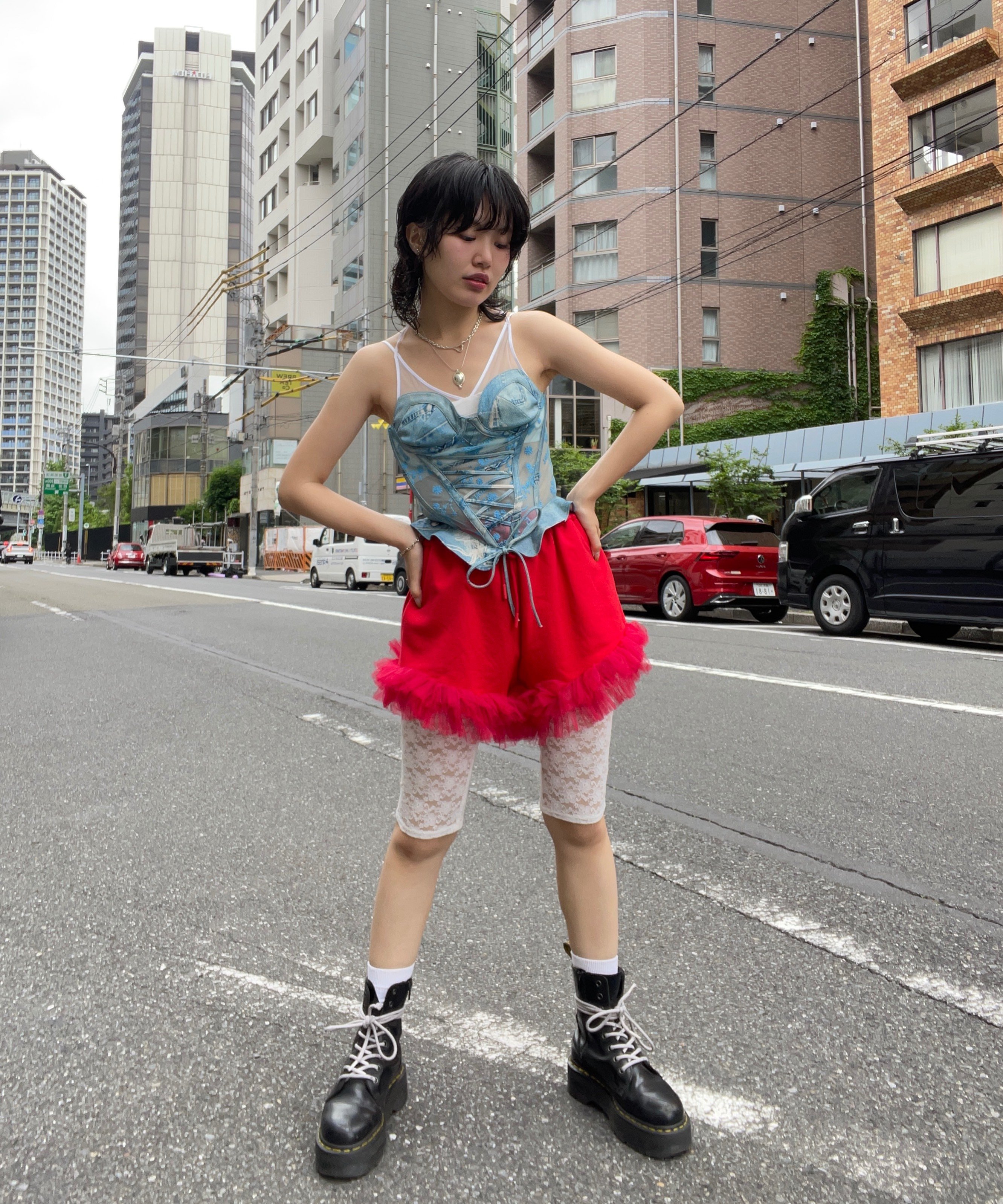 VIVIANO × JURK / Tulle Shorts(red) | JURK shop
