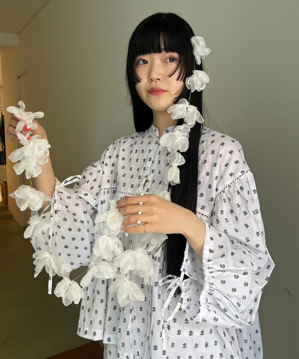 Fluffy Dot Ribbon Tops - HIAND ☆HIANDのRibbon flower