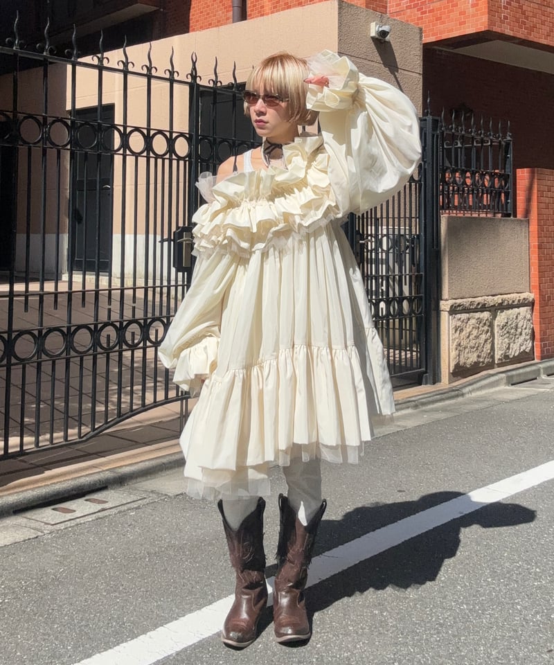 VIVIANO × JURK / Layered Mini Dress(white) | JU