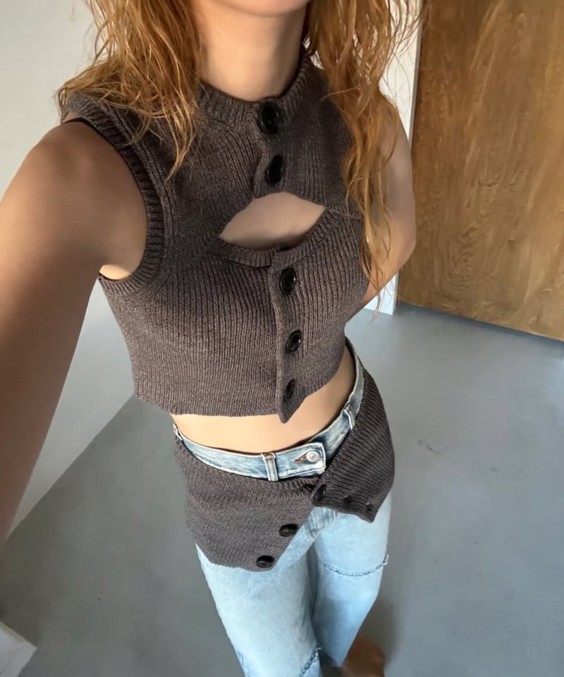 Little $uzie / Line Cotton Sleeve Rib Knit Top