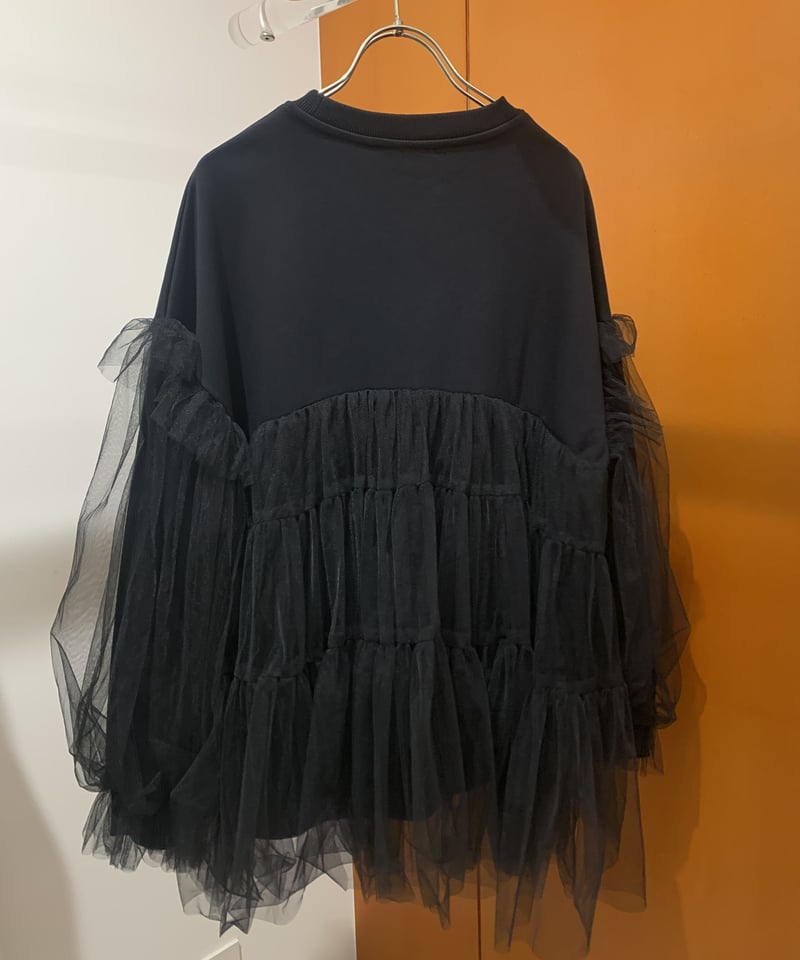 VIVIANO / Ruffle Trimmed Tulle sweat shirt | ju...