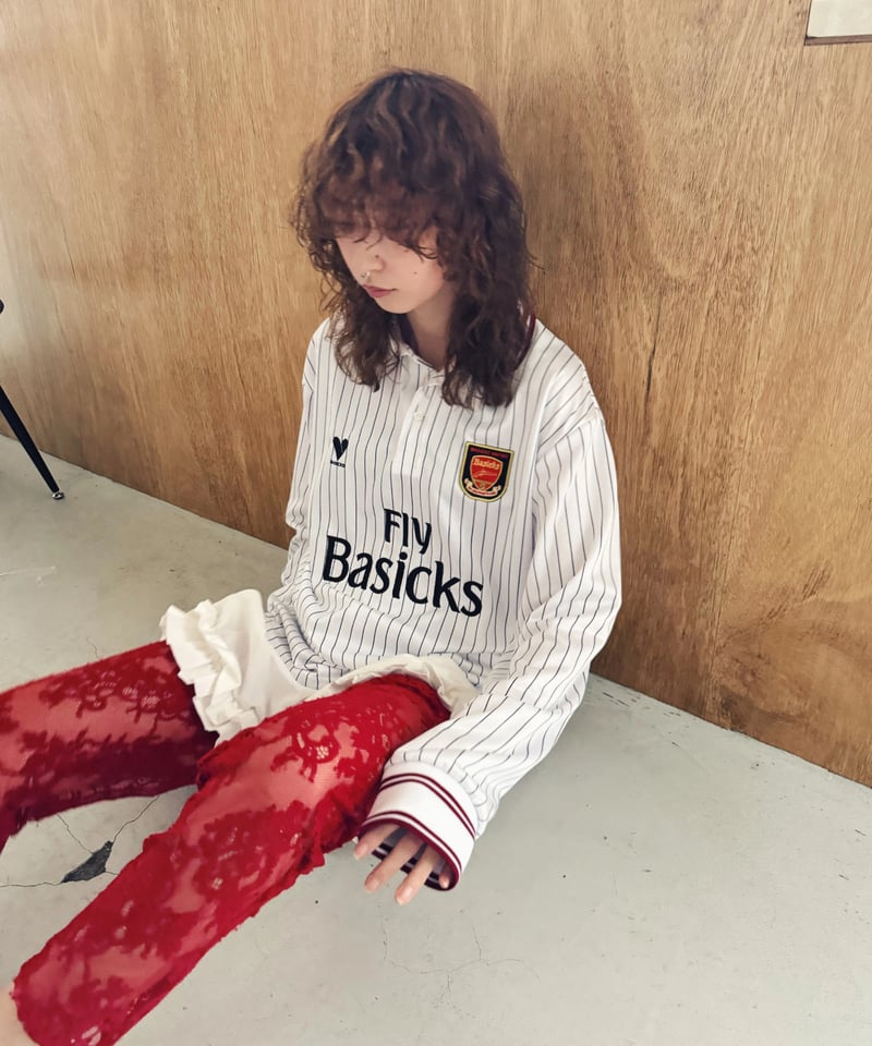 トップス Basicks OVERSIZED STRIPE FOOTBALL SHIRT BASICKS - 【25SS】オーバーサイズ ストライプ フットボール