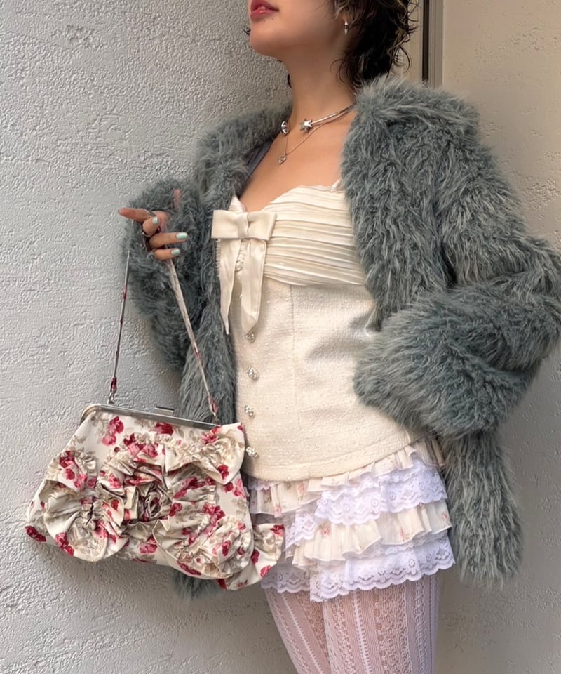VIVIANO Jacquard Ruffle Bag　viviano　バック VIVIANO / Ruffle Hand Bag | JURK shop tokyo