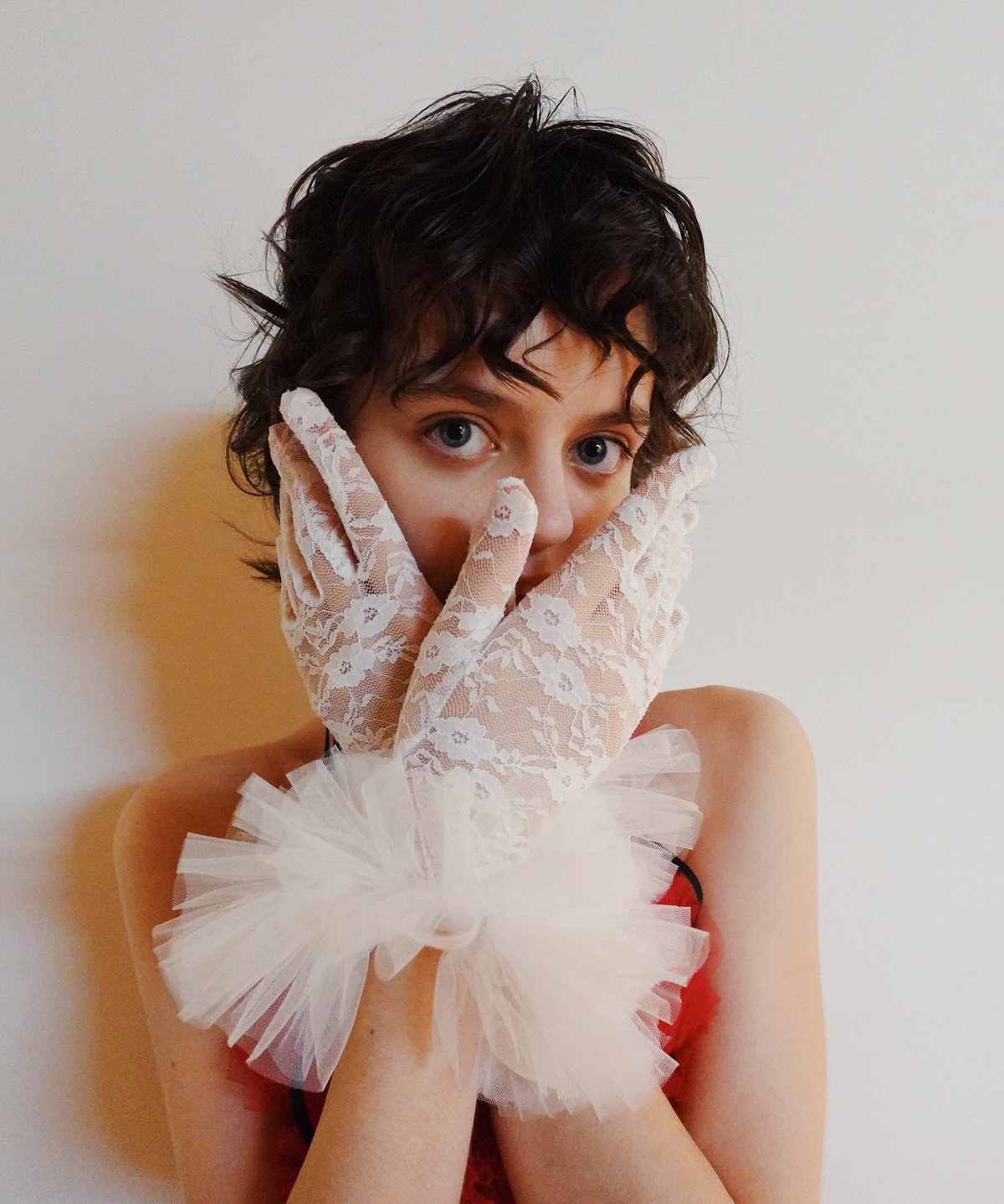VIVIANO × JURK / Tulle & Lace Gloves(white) | J