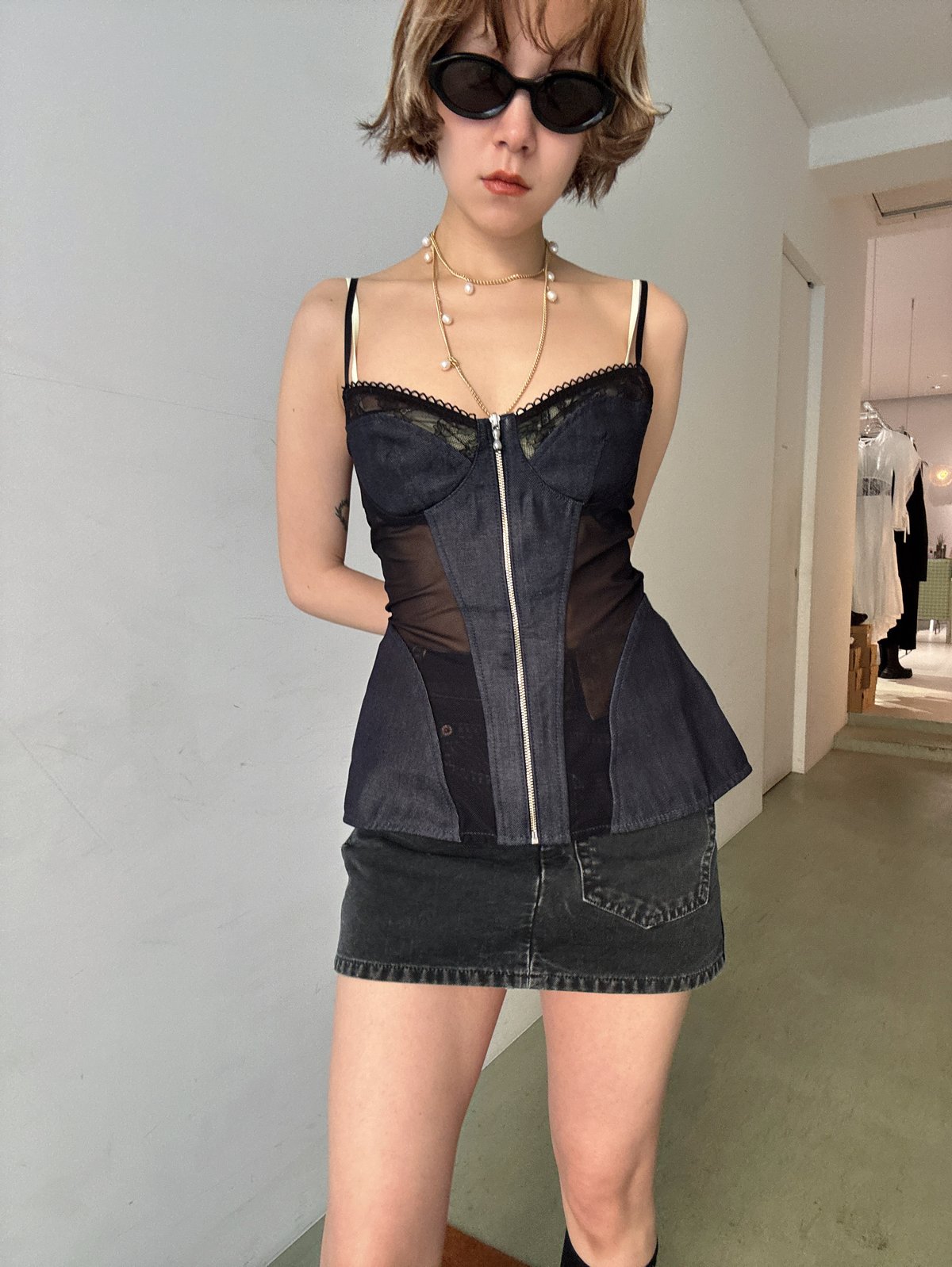 fetico Organic Cotton Denim Long Skirt