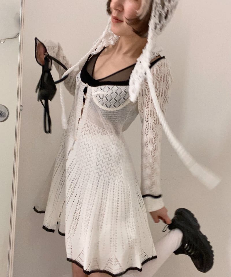 24SS】FETICO /LACE KNIT MINI DRESS