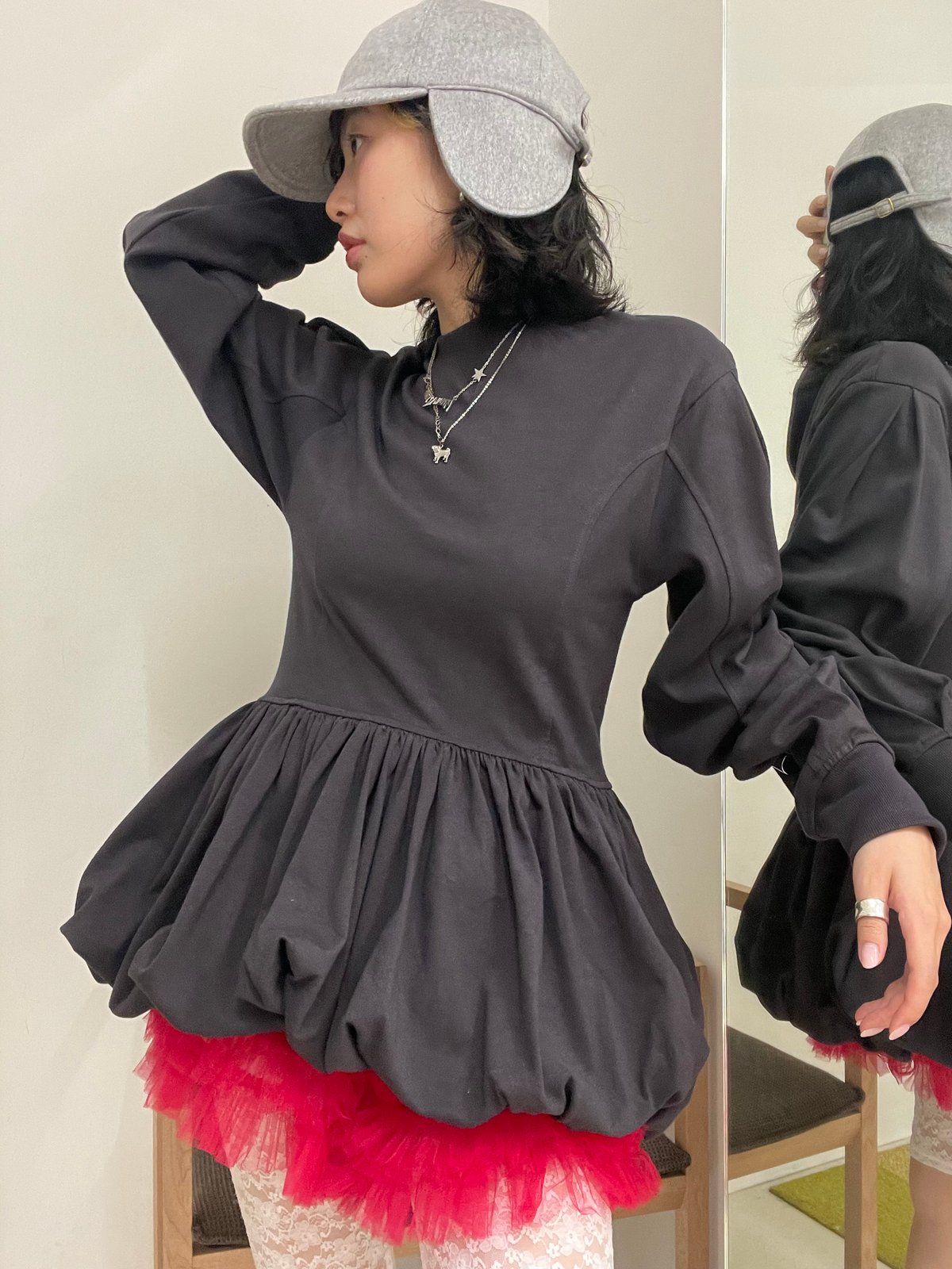 littlesuzie トップス Little $uzie / Ballon Hem Swiching Tops | JURK