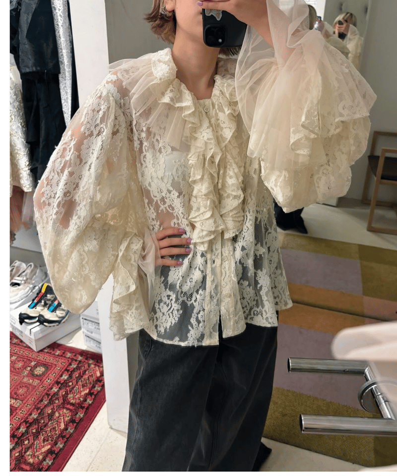 専用⭐️VIVIANOトップス VIVIANO / Tulle Layered Lace Shirt | JURK shop