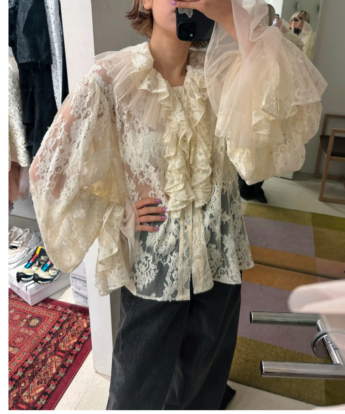 VIVIANO / Tulle Layered Lace Shirt | JURK shop