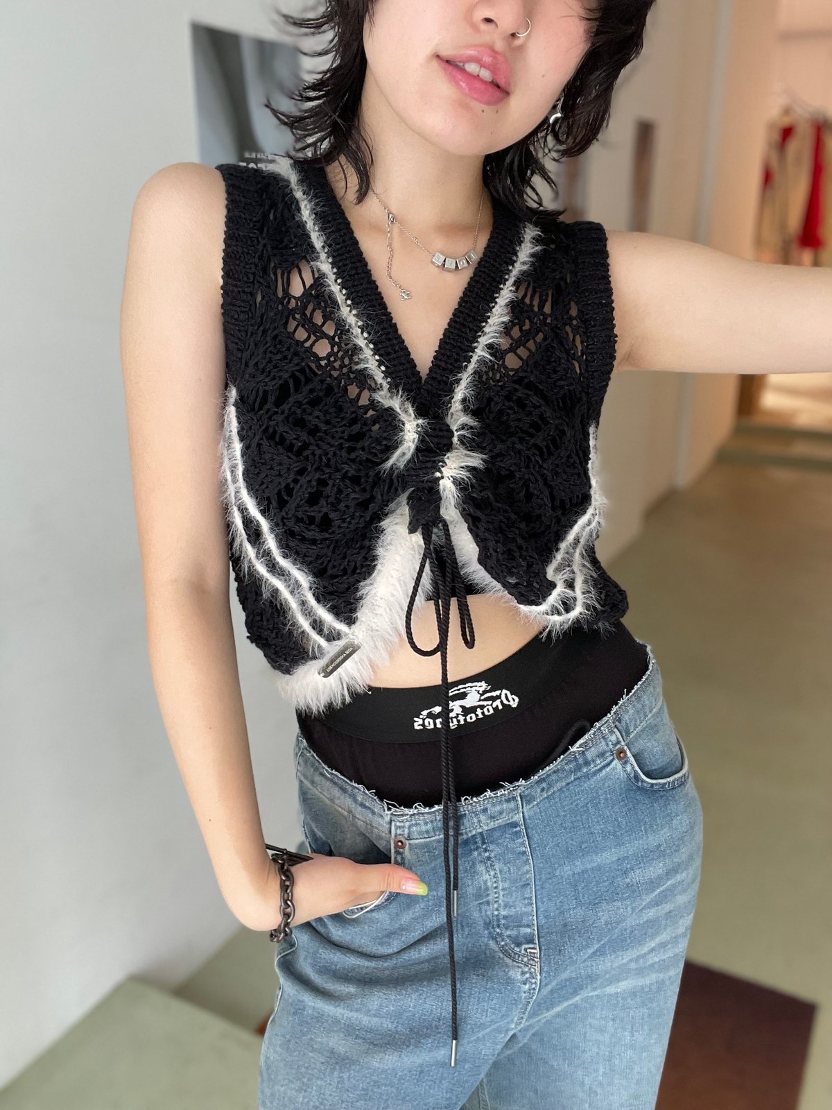 Andersson Bell ダブルブレストジャケット ウール アシンメトリー ANDERSSON BELL X ZARA COMBINED KNIT AND LEATHER JACKET