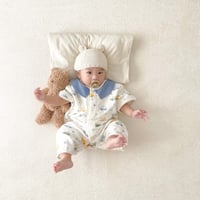 生まれたてのか弱い肌を守る オーガニックコットン スリーパー 名入れ刺繍可能 くるま柄 プレミアム おめかしスリーパー