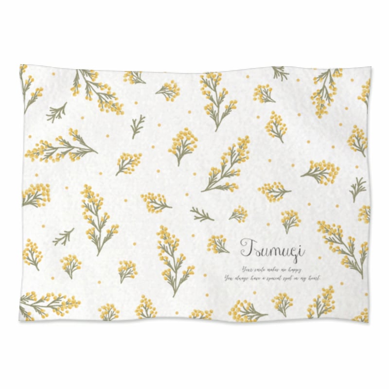 ミモザ柄フリースブランケット Velve couture お名前入り】ミモザ柄ブランケット | Rose Bébé