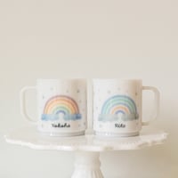 【名入れプラスチック製マグカップ】レインボー　日本製　made in Japan