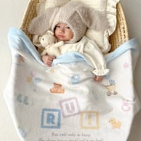 【お名前入り】Hello Baby ハローベビー ブルー 赤ちゃん 新生児 出産祝い お名前入り 名入れブランケット