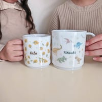 【名入れプラスチック製マグカップ】ミモザ　恐竜　日本製　made in Japan