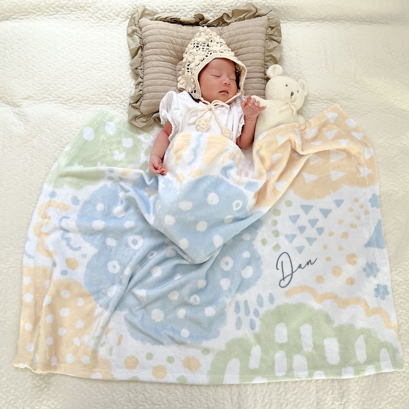 お名前入り】Happiness Blue ブランケット | Rose Bébé