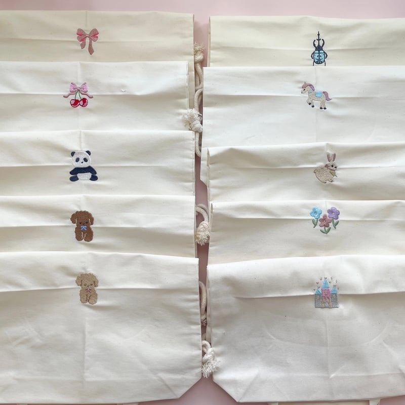 お名前刺繍入り】巾着バッグ 体操服入れ お着替え袋 オムツポーチ