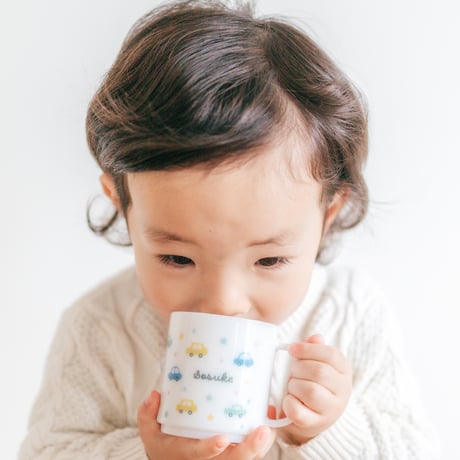 【名入れプラスチック製マグカップ】くるま　日本製　made in Japan