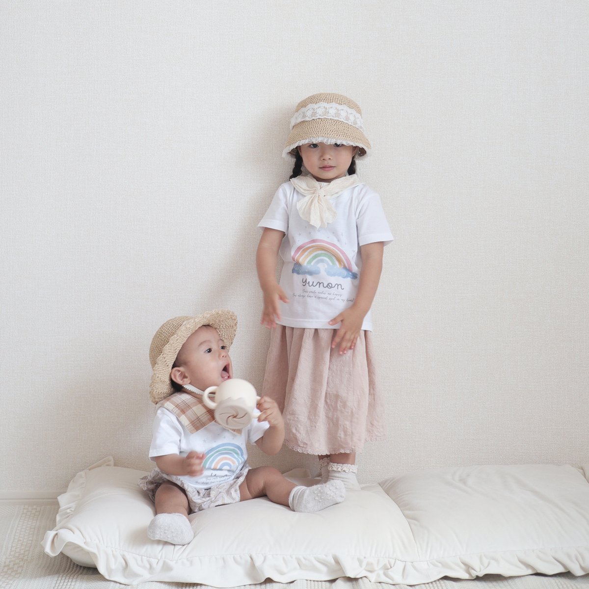 お名前入りTシャツ】レインボー 名入れ 撮影アイテム 80〜150