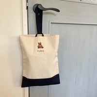 【コットンシューズバッグ】かわいいモチーフとお名前刺繍入り　上履き入れ　上靴入れ　シューズケース　シューズ入れ