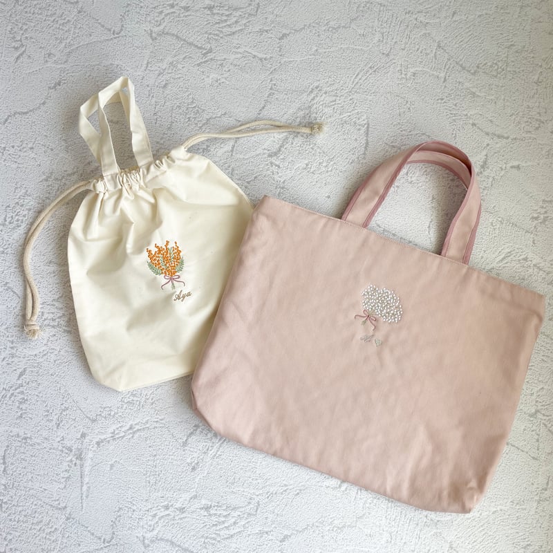 お名前刺繍入り】巾着バッグ 体操服入れ お着替え袋 オムツ お名前刺繍入り】巾着バッグ 体操服入れ お着替え袋 オムツ