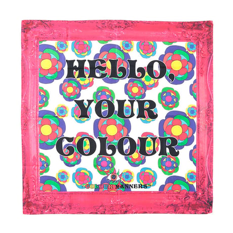 "HELLO, YOUR COLOUR" シルクスカーフ (WHITE FLOWER)