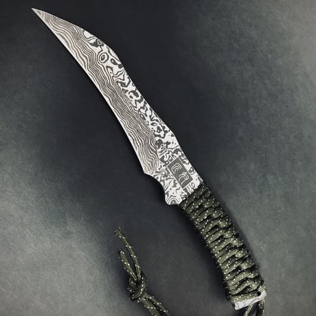 ナイフ　#043　 [腐蝕紋様] 　シースナイフ　アウトドア　ブッシュクラフト
