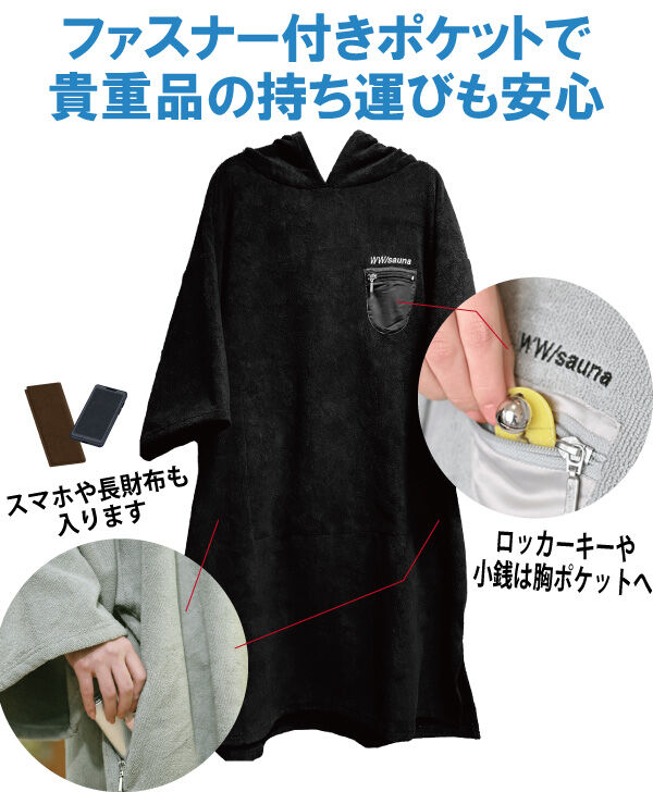 完売】WWsauna サウナポンチョ（ブラック）（送料無料