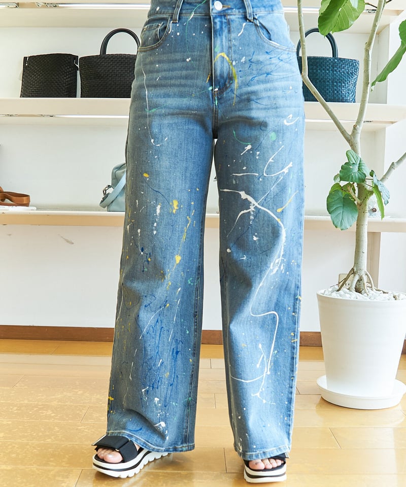 ミカーレミカーレ ペイントワイドデニムワークパンツ MDE110PAE ミカーレミカーレ ペイントワイドデニムワークパンツ MDE110PAE