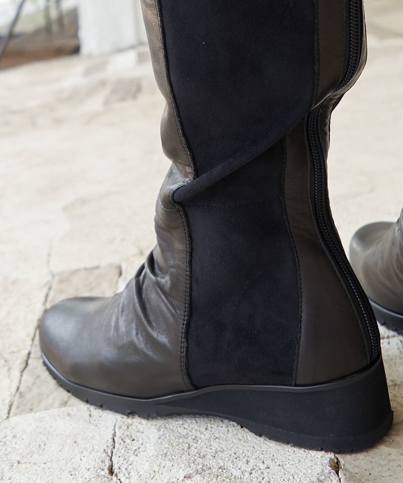 セモア ロングブーツ バックジップ 黒 牛革 日本製 506113 | take2