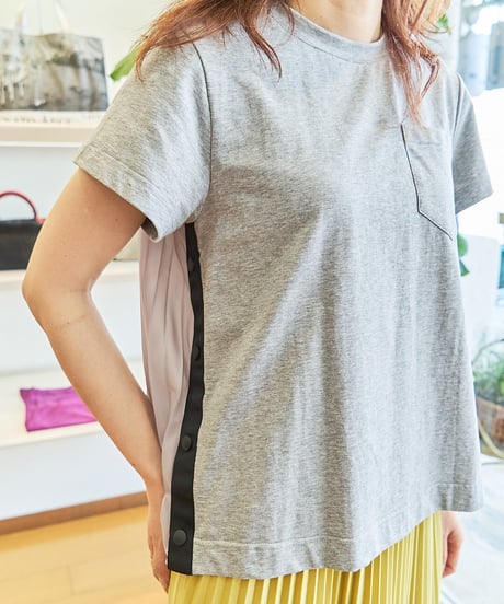 ミカーレミカーレ　Tシャツx布帛コンビ　バックブリーツ　M204-028T