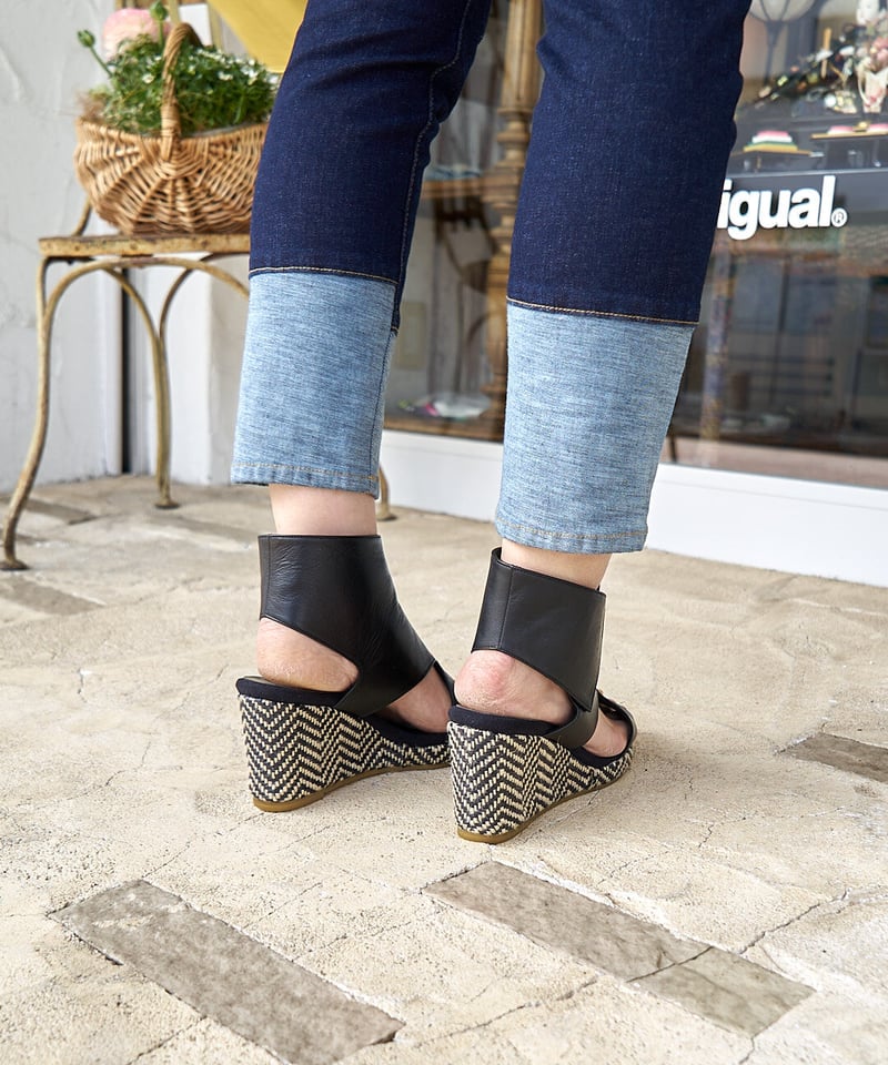 セモア オープントゥブーツ アンクルジップ 牛革 日本製サンダル