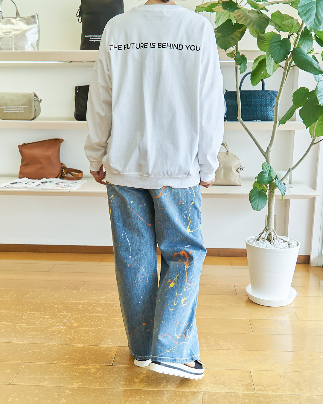 タグ付未使用】MICALLE MICALLE ペイントスキニーデニム