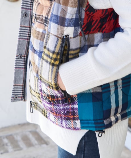 Desigual デシグアル パッチワーク パデッドジレ ベスト　22WWEW22-2000-M