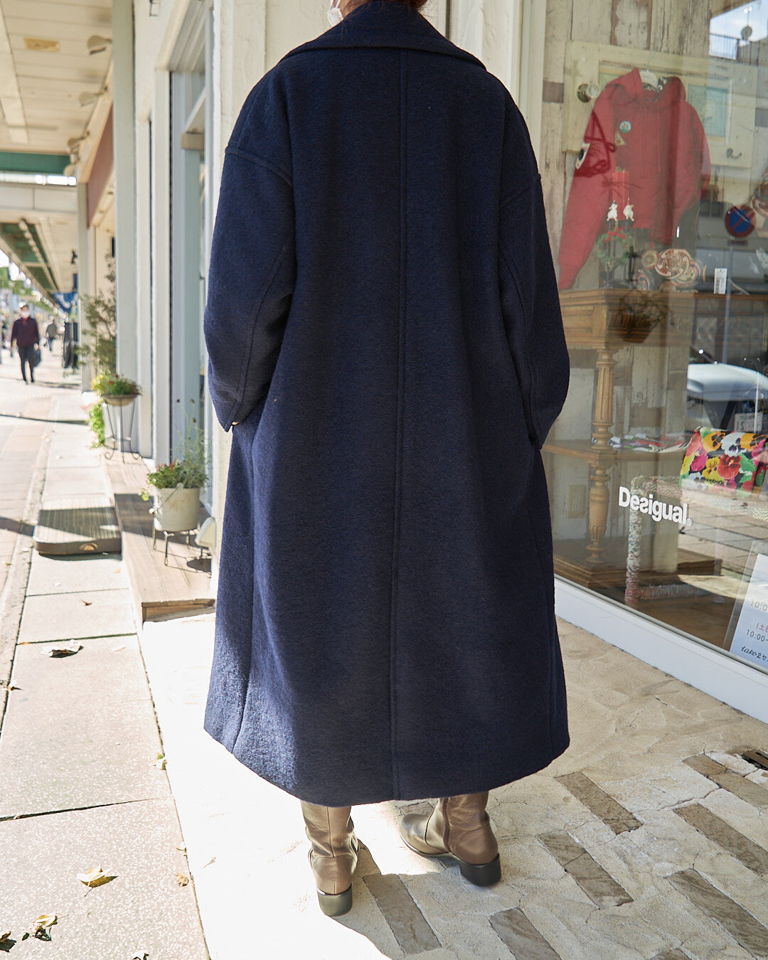 chima⁠　　　ネイビー　38 ロングコート チヴィディーニ CIVIDINI ウール カシミヤブレンド ロングコート