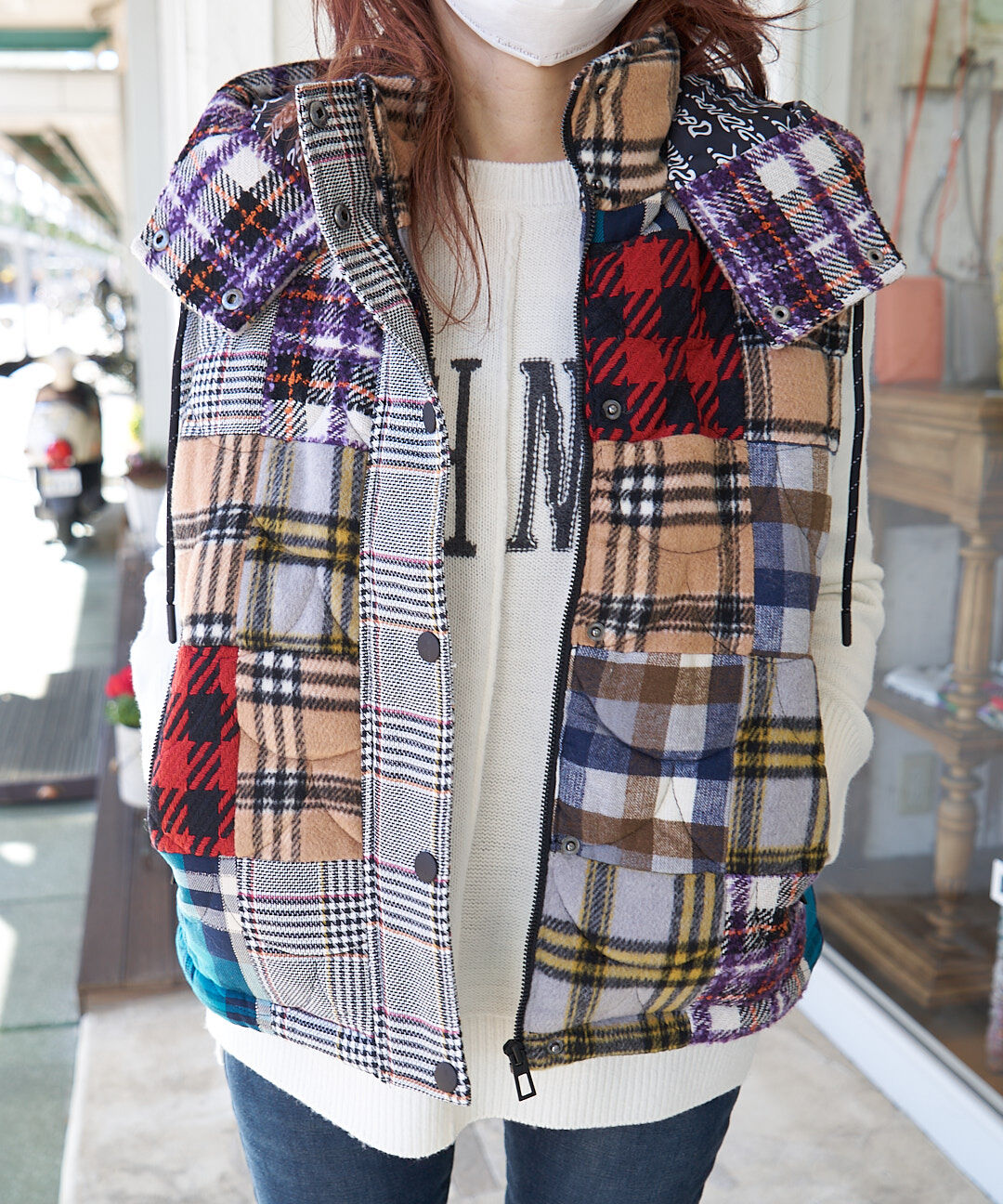 Desigual デシグアル パッチワーク パデッドジレ ベスト 22WWEW22-2000-