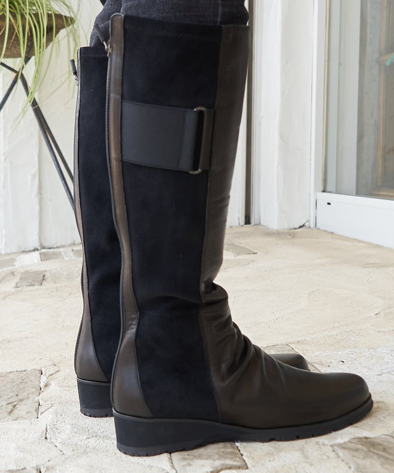 セモア ロングブーツ バックジップ 黒 牛革 日本製 506113 | take2