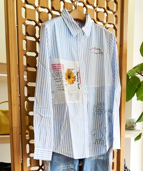 デシガル　Desigual　パッチ ストライプ シャツ　23SWCW435151
