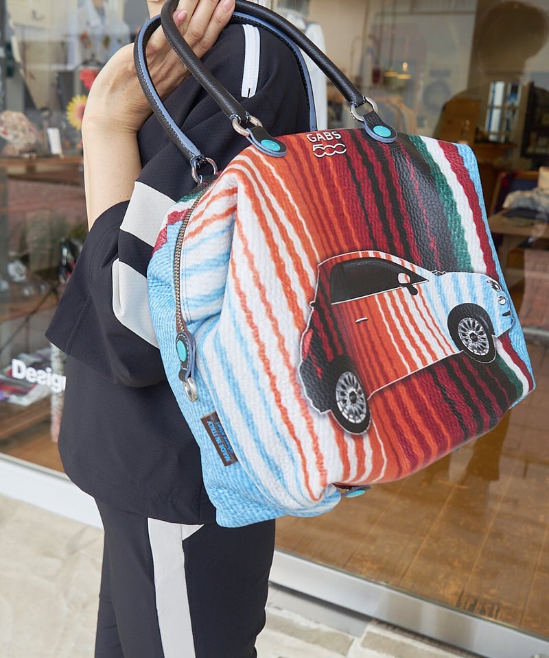 GRANDE FIAT500柄 イタリア製 牛革トートバッグ T3F6248 | take2