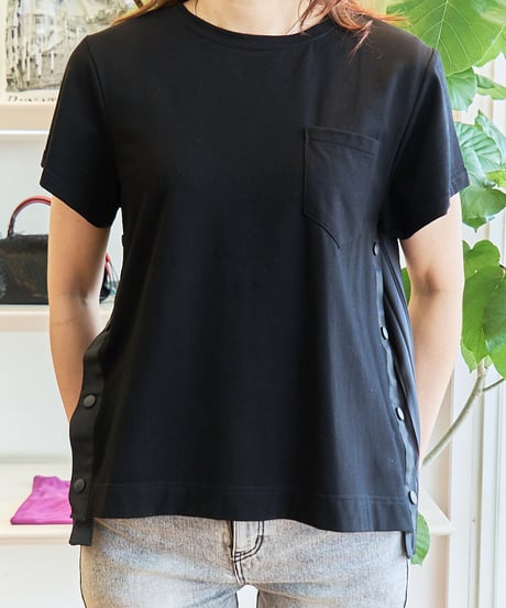ミカーレミカーレ　Tシャツx布帛コンビ　バックブリーツ　M204-028T