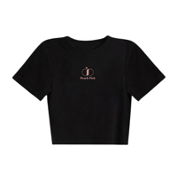 PeachPick  オリジナルロゴ  スリムフィット半袖Tシャツ ブラック