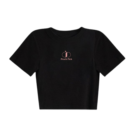 PeachPick  オリジナルロゴ  スリムフィット半袖Tシャツ ブラック
