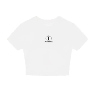 PeachPick  オリジナルロゴ  スリムフィット半袖Tシャツ ホワイト