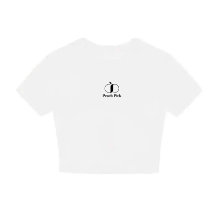 PeachPick  オリジナルロゴ  スリムフィット半袖Tシャツ ホワイト
