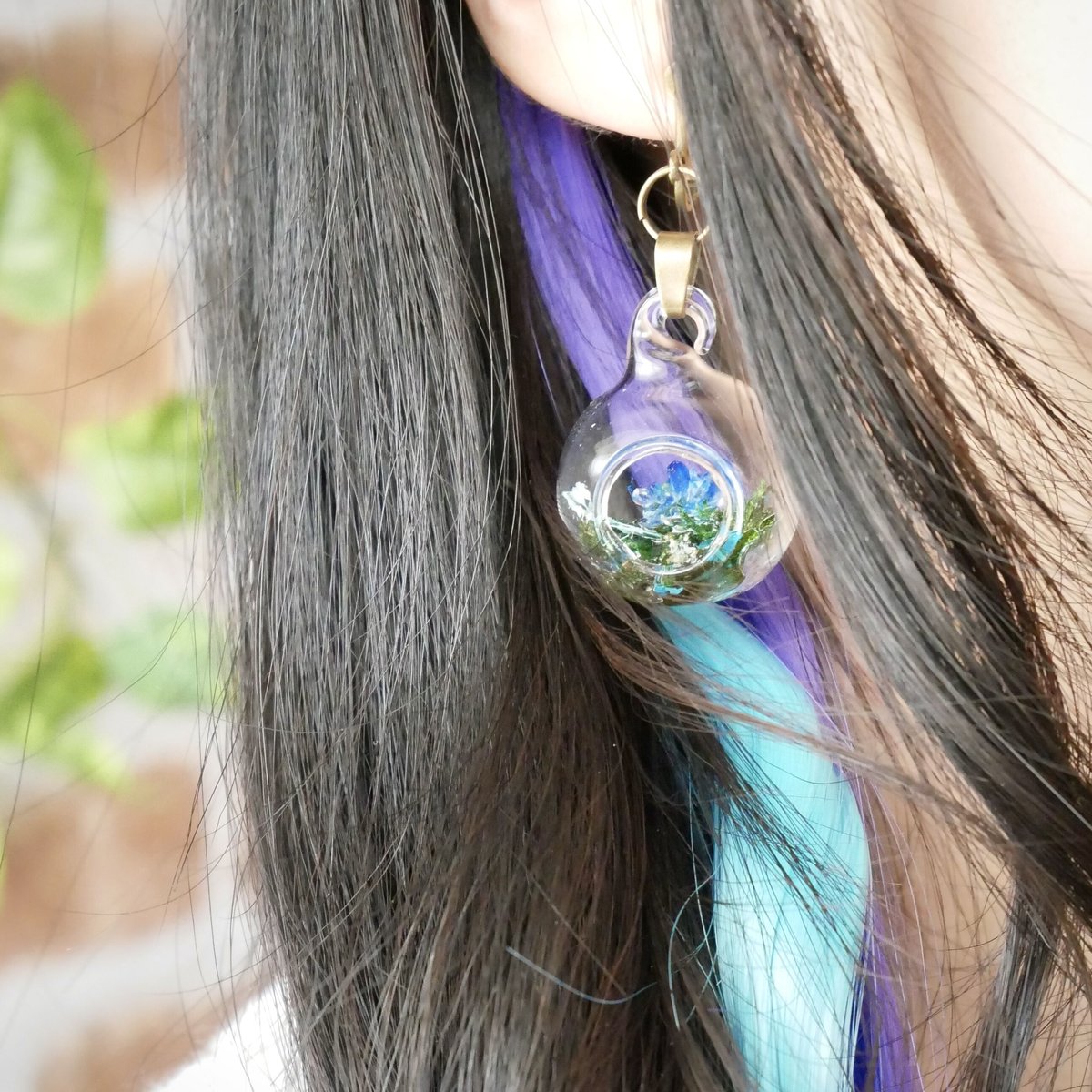 2色＊妖精の谷のクリスタルテラリウム ピアス/イヤリング