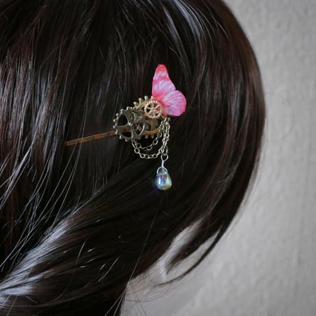 3色＊時を歪める蝶の雫　ヘアピン