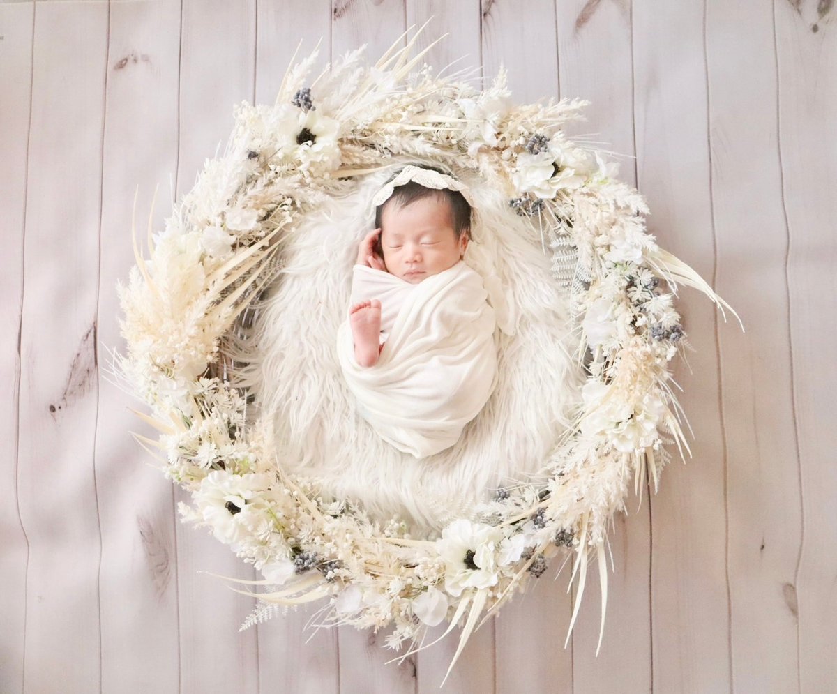 Link toプラン】Whiteフラワーリース / 20012 | ニューボーンフォト Li