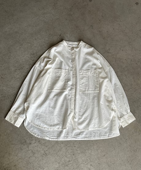 stand collar boyish shirt〈plain〉