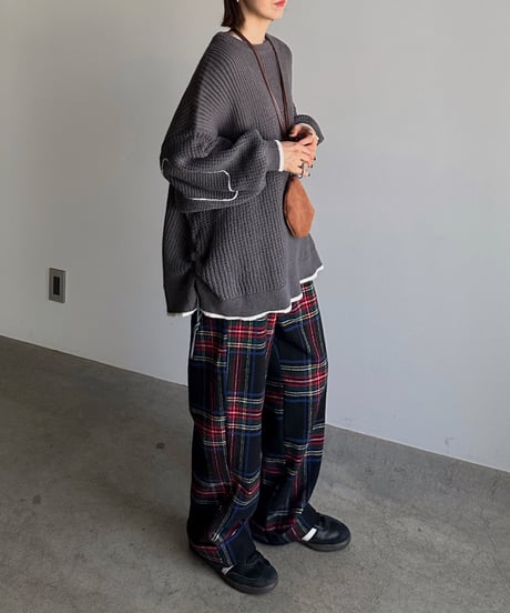 【POPUP】roll up warm slacks〈check〉