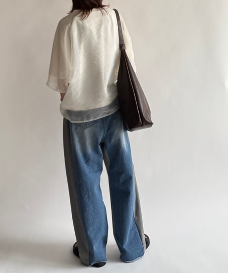 half & half denim pants